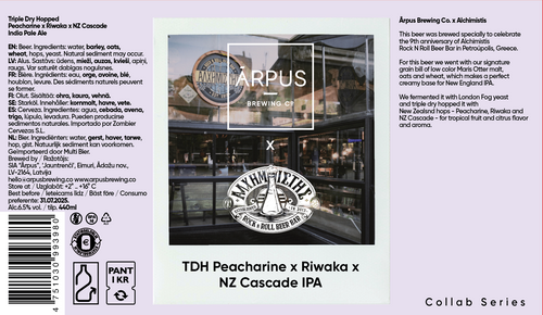 Ārpus x Alchimistis TDH Peacharine x Riwaka x NZ Cascade IPA - Ārpus Brewing