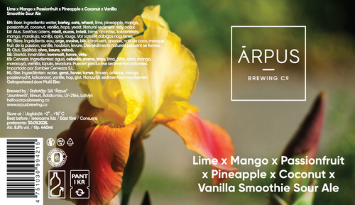 Ārpus Lime x Mango x Passionfruit x Pineapple x Coconut x Vanilla Smoothie Sour Ale - Ārpus Brewing