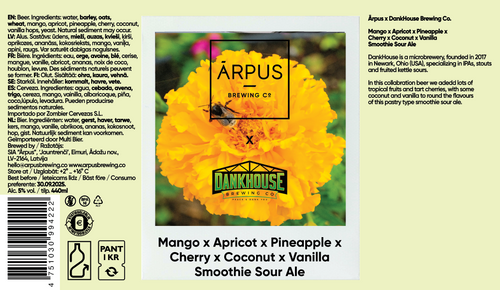 Ārpus x DankHouse Brewing Co. Mango x Apricot x Pineapple x Cherry x Coconut x Vanilla Smoothie Sour Ale - Ārpus Brewing