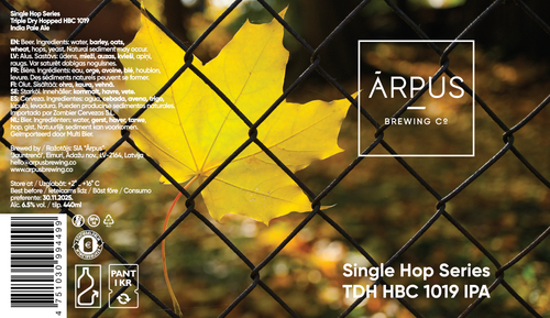 Ārpus Single Hop Series TDH HBC 1019 IPA - Ārpus Brewing