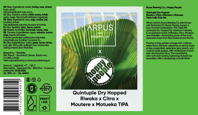 Ārpus x Hoppy People Quintuple Dry Hopped Riwaka x Citra x Moutere x Motueka TIPA