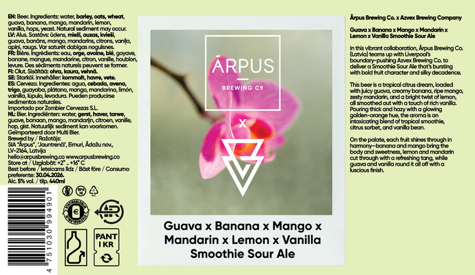 Ārpus x Azvex Guava x Banana x Mango x Mandarin x Lemon x Vanilla Smoothie Sour Ale