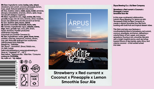 Ārpus x Xul Strawberry x Red Currant x Coconut x Pineapple x Lemon Smoothie Sour Ale
