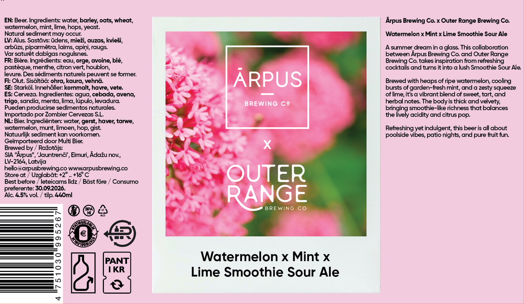 Ārpus x Outer Range Watermelon x Mint x Lime Smoothie Sour Ale